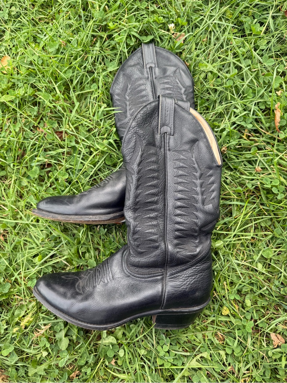 Vintage Boulet Black Leather Western Combat Boots - Unbranded - Picture 10 of 10